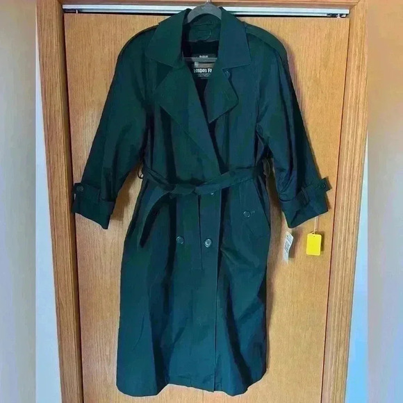 London Fog Double Breasted Trench Coat Vintage Olive Green NWT - Picture 1 of 9